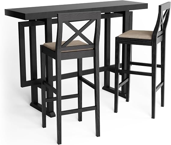 Bar Table,Bar Chair, Extra Long Entryway Table for Entryway, Hallway, Living Room, Foyer, Corridor, Rectangular Wood High Top Kitchen Dining Table, Black