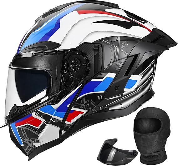 Modular Motorcycle Helmet with Dual Visor ECE 22.06 Certified, Sun Shield Quick Release, Multi-Ventilation Aerodynamic Design, Removable Washable Liner, for Adults Men Women