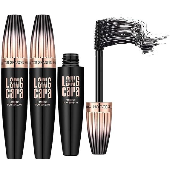My Amazing Lashes Mascara Black Volume and Length Waterproof Smudge Proof 4D Silk Fiber Lash Mascara Natural Long Lasting Silk Fibre Mascara Longer Volumizing and Lengthening Mascara for Women (2 Pcs)