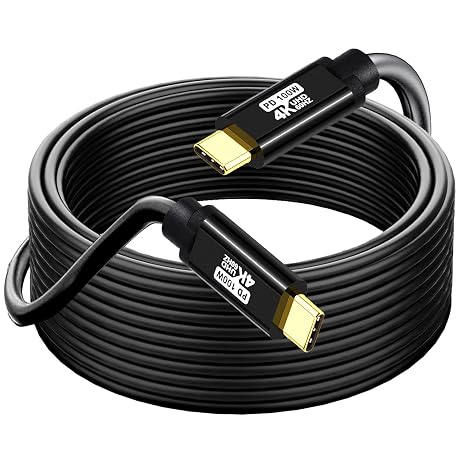 USB TYPE C to C Cable 40FT, 4K60HZ GEN2x2(Data usb2.0),TYPE C Video Output From USB3.2/ USB4.0 (NOT 100% Fast Charging) & Sync for Xreal MacBook Pro iPad Pro iPhone 15 Pro Galaxy S22 Portable Monitor
