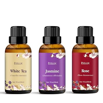 White Tea, Jasmine, Rose Essential Oil for Diffuser, Candle Soap Making Clean Fresh Scents, Aromatherapy Scented Massage, Perfume for Humidifier Home Fragrance