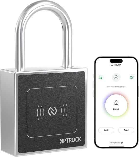 Battery Free Smart Padlock, Keyless Electronic Lock, NFC Smart Lock for Outdoor, Gate, Fence, Bicycle, SS304 Solid Steel, Waterproof