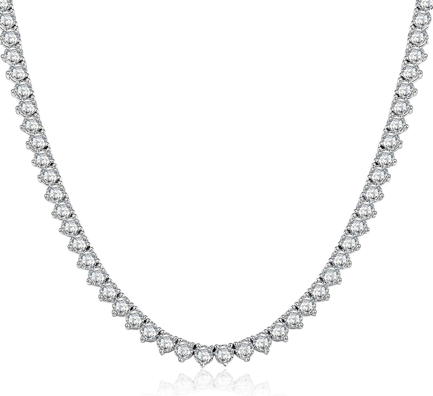 Tennis Necklace for Women and Men 18K Gold Plated Cubic Zirconia Chain, 4mm Round cut CZ Chain