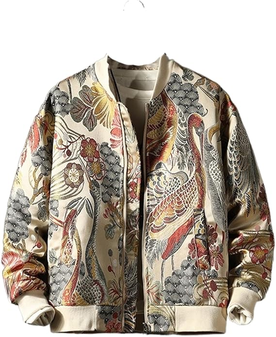 Autumn Chinese Style Jacket - Embroidered Jacket for Young Men's Baseball Jacket