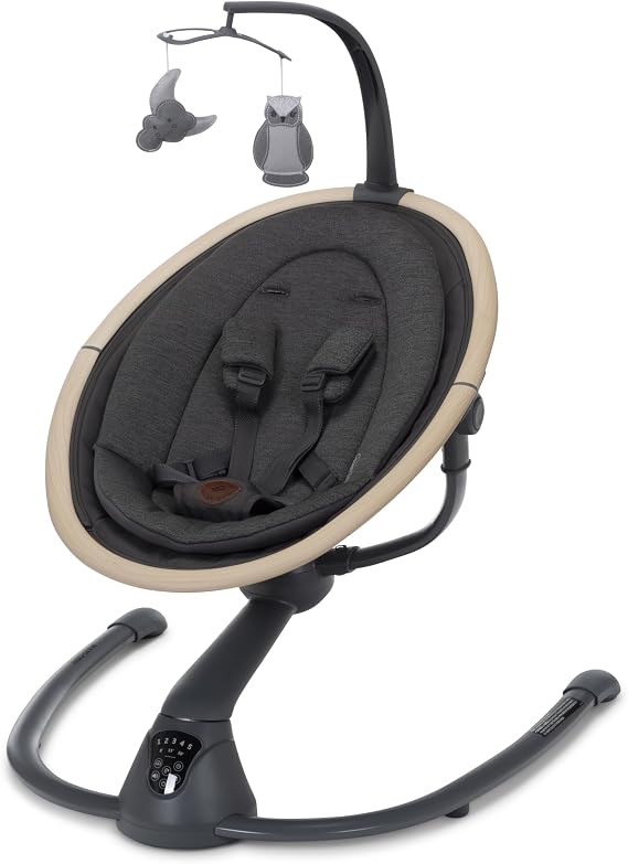 Maxi-Cosi Cassia Smart Baby Swing for Infants, Portable, Foldable Infant Swing with Music, 360 Rotation, 5 Speeds, 12 Melodies, EcoCare Fabric, Auto Motion Sensor, 2 Reclines, Classic Graphite