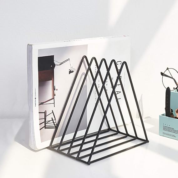 QPEY 5-Slot Black Metal Triangle File Holder, 1pc for Office