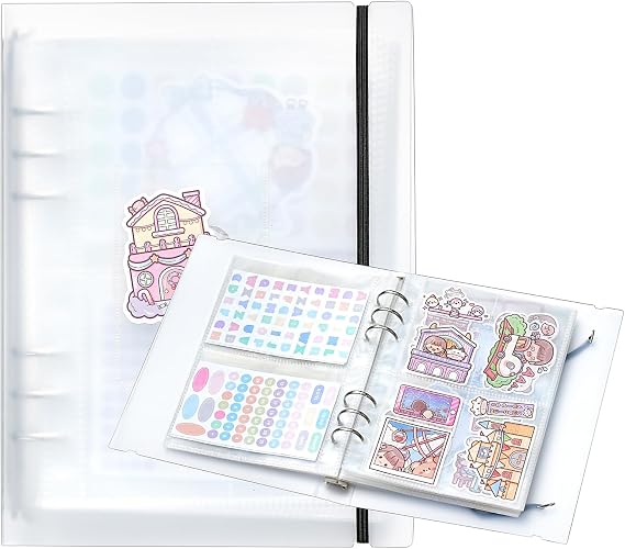 1pcs A5 Sticker storage Album,sticker organization Collecting Book Binder sleeves for planner stickers organizers collector recipe cards (3 different sized pockets)