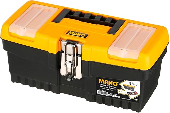Mano Mt/13 Organizerli Klasik Metal Kilitli Takım Çantası, Polipropilen, Siyah/Sarı, 13 ’’