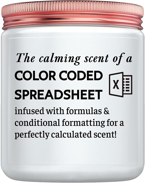 Funny Gift for Coworker Accountant, Data Analyst, Marketing Specialist - Humor Excel Spreadsheet Gift for Colleague, White Elephant Goodbye Present for Boss Friend Lavender Candle