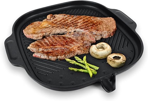 UPIT Wide Korean BBQ Grill Pan, Widen Nonstick Coating with Improved Grease Draining Spout
