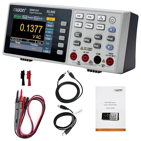 OWON Desktop Digital Multimeter with 3.5-inch LCD Display,Voltage, and Temperature with True RMS Capability,Designed for use in Laboratories, Instruments, and Factories XDM1241