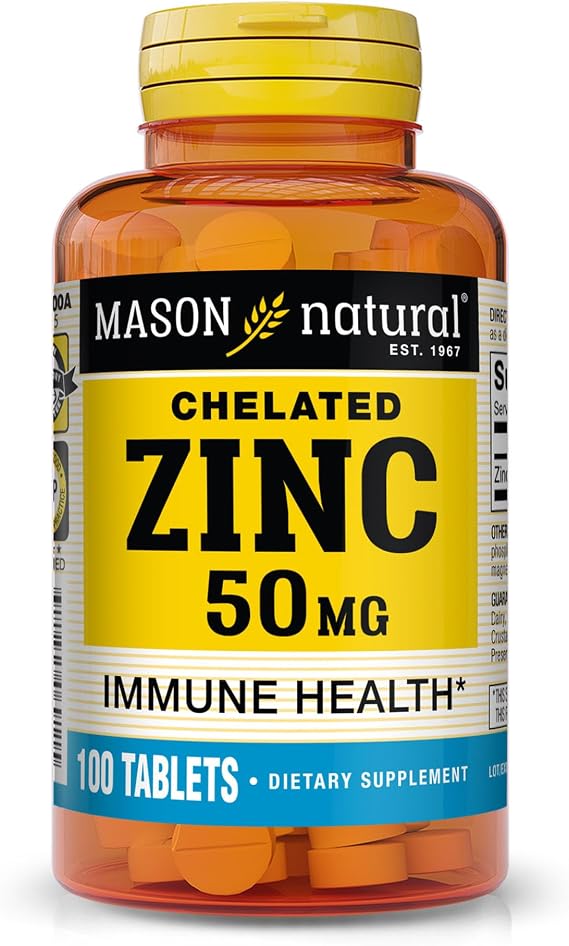 Mason Natural Zinc 50 mg, Immune & Antioxidant Support, 100 Day Supply