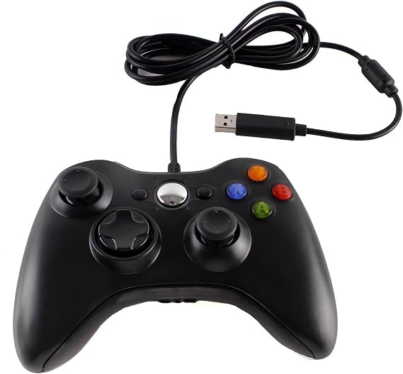 Meriton Wired USB Game Controller Gamepad Game Joystick Joypad for Microsoft Xbox 360/Slim & Windows PC (Black)