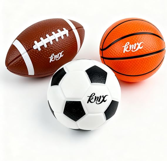 KMX Sports Ball Set - Include Official Size Football, Soccer Ball, Basketball. Training Practice Sport Gift.