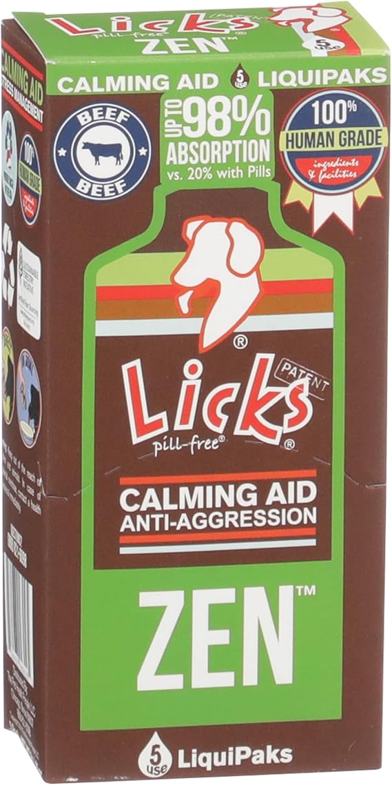 Licks Zen Calming Aid, L-Theanine, Dogs & Cats, Chicken, 5 Packets