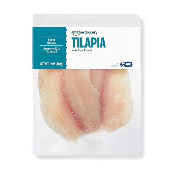 Amazon Grocery, Skinless Tilapia Fillets, 12 Oz