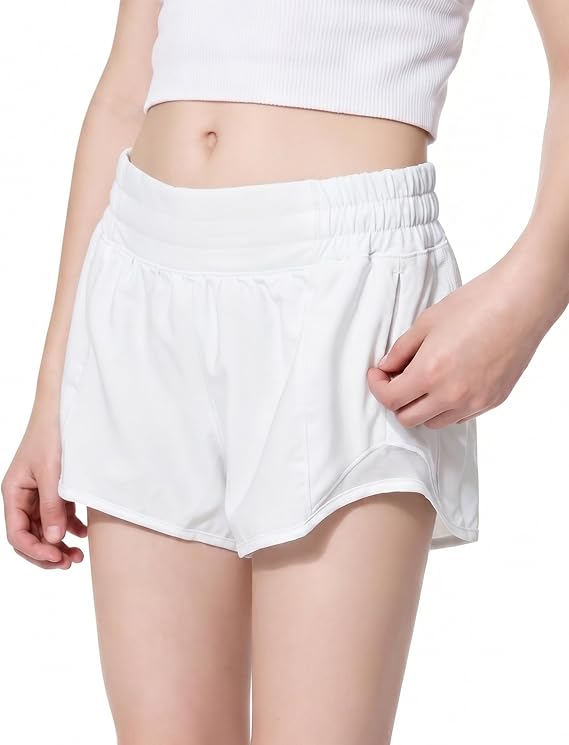 Girls Athletic Shorts Lightweight Running Shorts for Teen Girls Kids Liner with Zip Pocket and Elastic