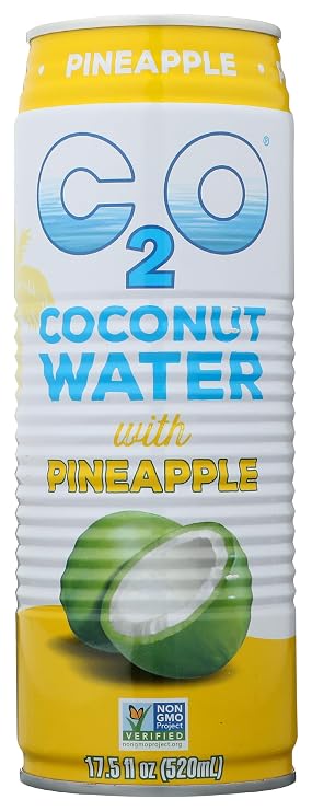 C2O, Pure Coconut Water with Pineapple and Pulp, 17.5 Fl Oz Can