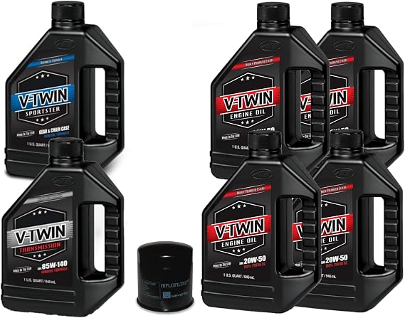 Complete Full Synthetic 3 Hole Oil Change Kit 20W50 Compatible With V-Twin Harley Davidson (1999-2019)