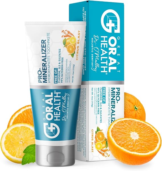 Nano hydroxyapatite Toothpaste Fluoride Free: Dentist Formulated Pro Remineralizing Toothpaste Plus Anti Cavity Xylitol, Tooth Remineralization for Sensitive Teeth & Enamel Support in Citrus Blast