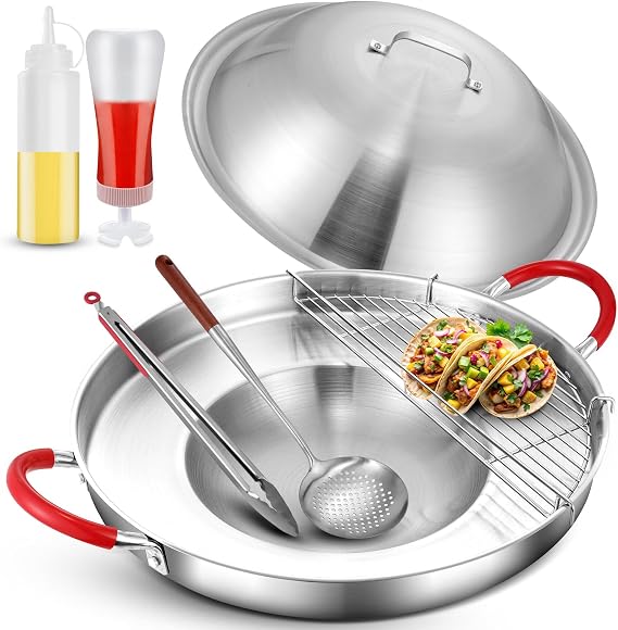 ARC Stainless Steel 20" Mexican Comal Griddle Pan, 7Pcs Discada Disc Cooker