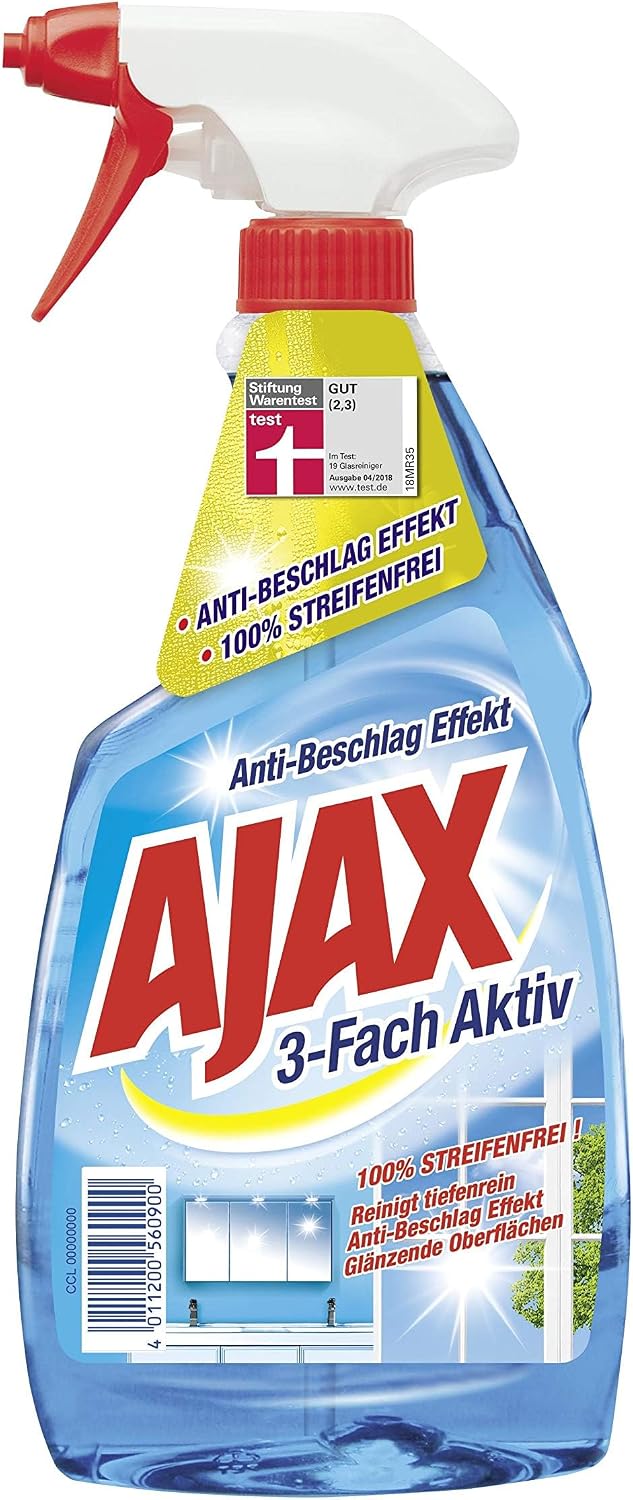 Ajax 3-way active glass cleaner, 500 ml