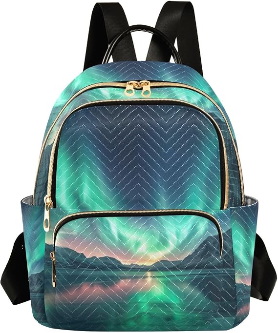 Aurora Borealis Pattern Mini Backpack Purse, Waterproof Mini Backpack for Women 14 L