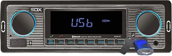 SDX Audio Bluetooth Radio Receiver, MP3 Player with USB Charger, MP3/USB, Aux-in, Built-in Microphone Hands-free, Multi Color Illumination Digital LCD Display Panel, Car Stereo Receiver with Bluetooth