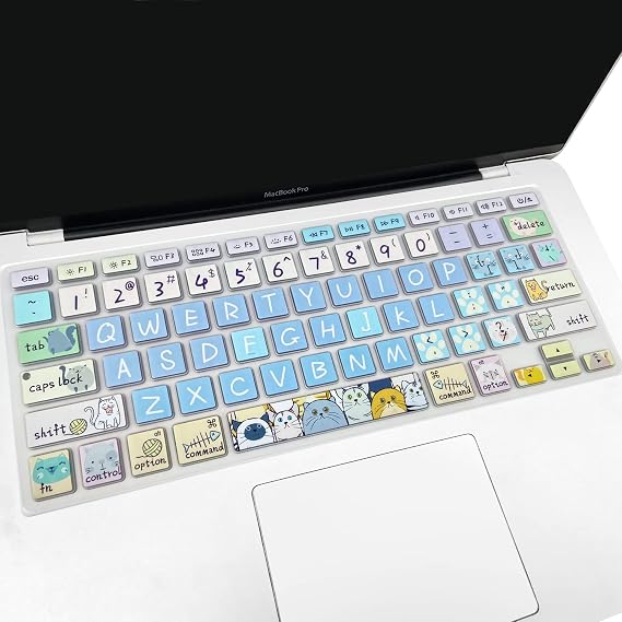Silicone Keyboard Cover Skin for Old MacBook Air 13.3 inch (A1466/A1369) and MacBook Pro 13.3''/15''/17'' (A1278/A1425/A1502/A1286/A1297),Cute Cat