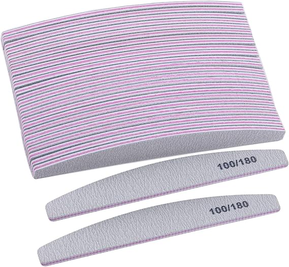 25 Pack Emery Board Manicure Tools Double-Sided Coarse Washable Nail Files(100/180)