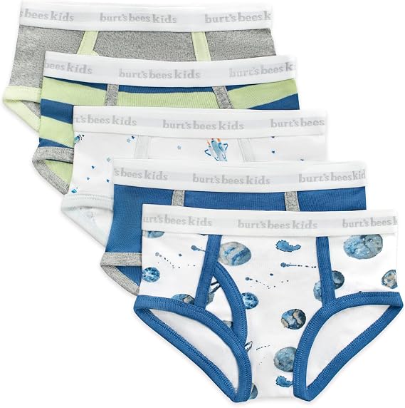 Burt's Bees Baby Boys' Organic Cotton Brief Underwear, 5-Pack