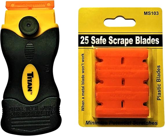25 Plastic Double Edged Razor Blade and Titan Razor Scraper