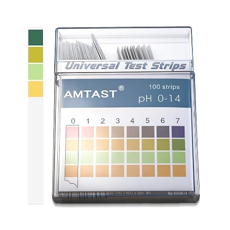 Universal 100 Pcs pH Test Strips Acid Alkaline pH Level Test Strips with Full pH Range 0-14 pH Strips for Urine, Water, Soil, Saliva, Aquarium, and Laboratory Use (Model DF001)