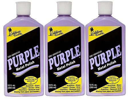 CALIFORNIA CUSTOM Products The Original Purple Metal Polish, No Silicone, Body Shop Safe, Great for Aluminum, Brass, Copper, Chrome, Silver, Stainless and Gold, Made in The USA (3)