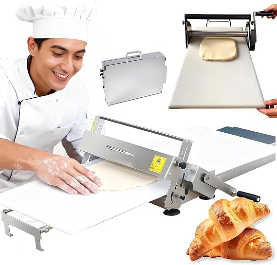 Foldable Dough Sheeter Machine For Home Commercial, Stainless Steel Dough Laminator - Commercial Dough Roller Sheeter, Laminadora De Masa for Pizza Pastry Press Making Machine, Adjustable Thickness