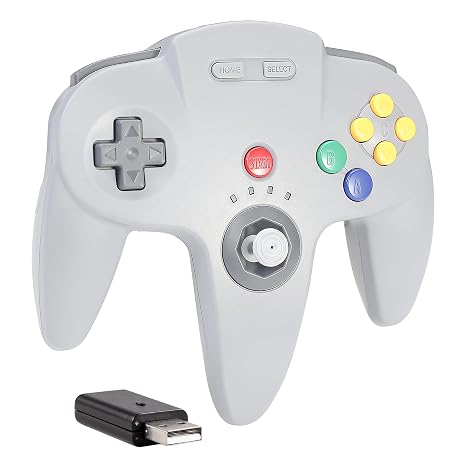 Wireless 2.4 GHz USB N64 Controller Made for Switch 1 & 2 Console (Gray)