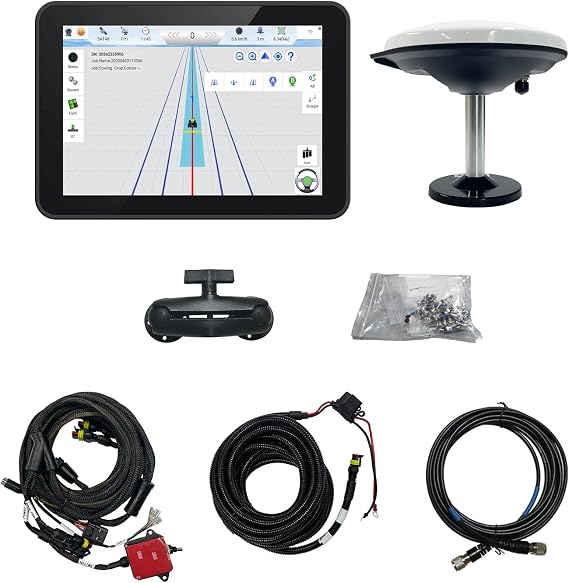 JY100 Plus Tractor Guidance System with Precision AG Software, Android10 Tablet, 4-inch High Accuracy by PPP, 1-inch by CORS, A-B line Guidance Compatible with Any Tractor