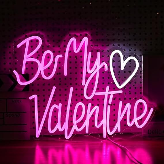 Be My Valentine Neon Sign Dimmable 20 inches Led Valentine's Day Neon Light Up Signs Wall Decor for Home Bedroom Valentine Day Gift
