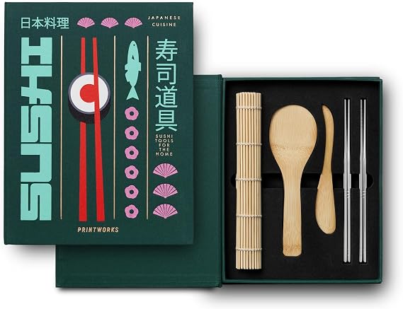 Printworks The Essentials Sushi Tools - Roller, Paddle, Knife & Chopsticks