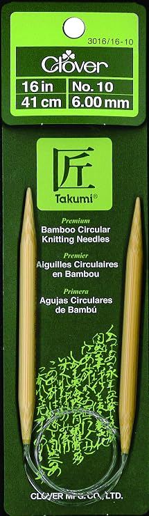 Clover 3016/16-10 Takumi Bamboo Circular 16-Inch Knitting Needles, Size 10