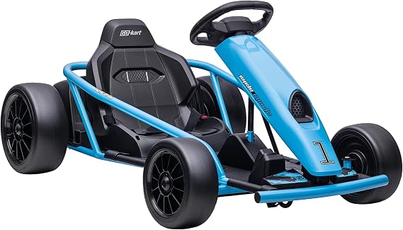 Aosom 24V Electric Go Kart Kids Drift Kart Dual Motors for Ages 8-12 Blue