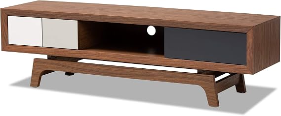 Baxton Studio TV Stands, One Size, Walnut/White/Gray