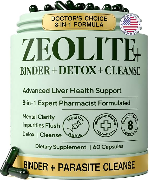 Zeolite Detox Binder 8-in-1 Clinoptilolite & Activated Charcoal, Aloe 60ct