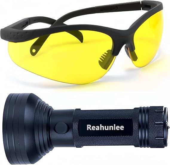 Air Conditioner UV Dye Leak Detector, Pro Auto Oil AC UV Dye Leak Test Detection Tool Kit 68 LED A/C UV Flashlight Detector with Protective Glasses