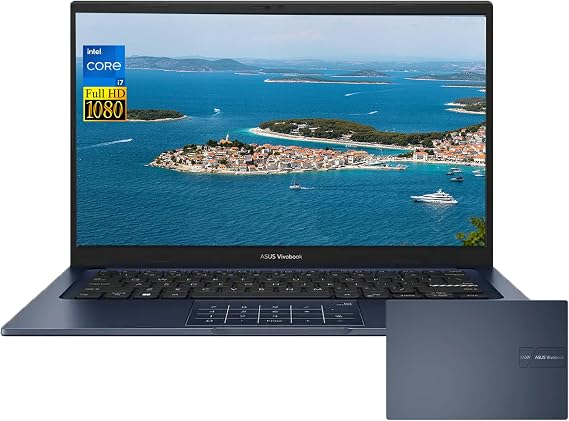ASUS Vivobook 14" FHD Laptop, Intel Core i7-1355U CPU, 12GB RAM|512GB SSD, Windows 11, 180 Lay-Flat Hinge, Privacy Shutter & NumberPad Perfect for Student, Business & Casual Users, Portable Design