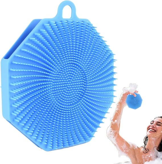 Shower Scrubber for Body Back Cleansing Brush | Double-Sided Silicone Brush, Skin Scrubber for Bath Bathroom Gym Daily Care Travel