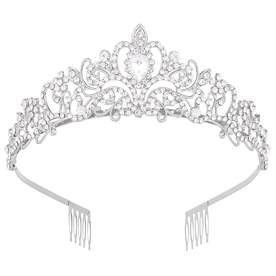 Princess Peach Crown, Fairy Godmother Rapunzel Costume Tiara for Women - Vofler Silver Coronas para 15 Anos Hair Accessories for Princess Bride Diaries Party Quinceanera Prom Wedding Birthday Girls