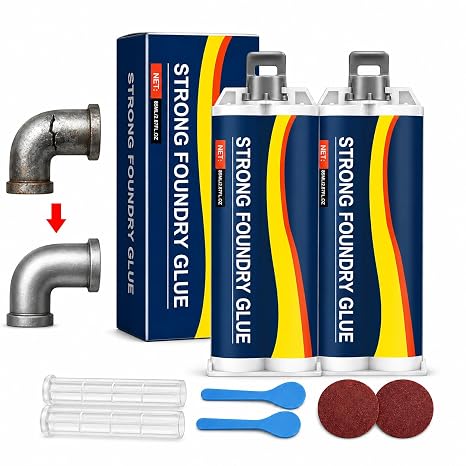 Metal Repair Glue for Steel Aluminum and Iron 2PCS 85ml Strong Foundry Glue for Casting Cracks Holes and Defects High Temperature Resistant Welding Glue, Two-Part Epoxy Metal Filler