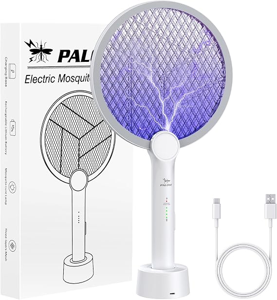 PALONE Electric Fly Swatter 4000V, 2 in 1 Bug Zapper Racket Indoor Outdoor