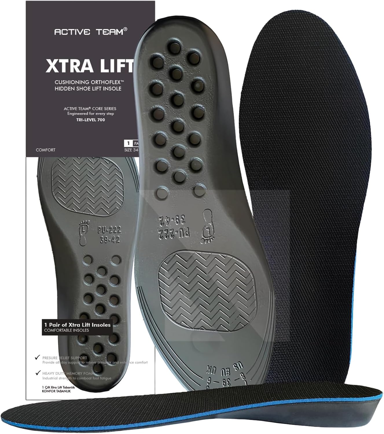 BU01-3.5 Cm Length Extender Insoles - Concealed Air Padded Heel Raiser Shoe Soles